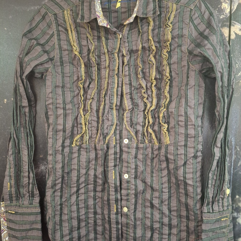 7 For All Of Mankind Blouse, Color: Purple And Black Size Xs.